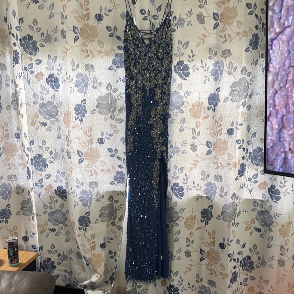 Elegant Blue Sequin Gown